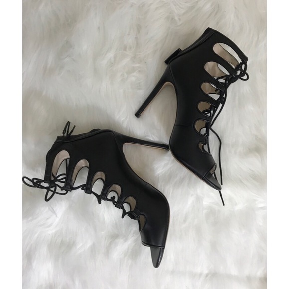 Zara Black lace up heels. - Picture 2 of 7